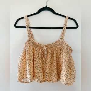 American Eagle Outfitters - Floral Yellow Elastic Strappy Crop Top